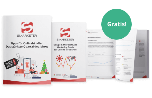 Abbildung verschiedener Whitepaper mit einem grünen Button mit der Aufschrift Gratis!